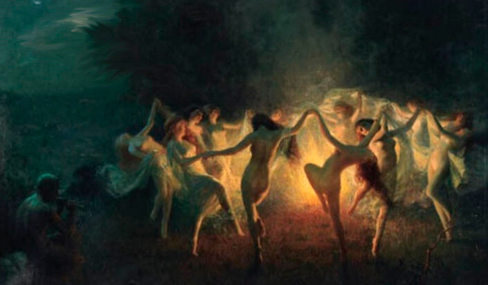 Ninfas bailando a la flauta de un fauno (Joseph Tomanek, 1920)