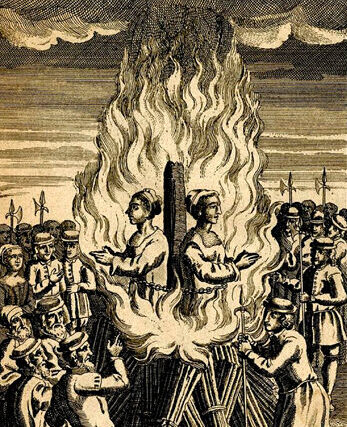 The burning of Agnes Potten and Joan Truchfield at Ipfwich (ca.1710-17)