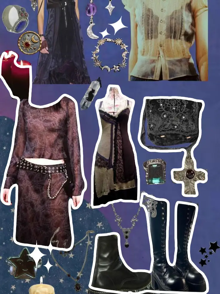 Witchy fashion inspiration moodboard